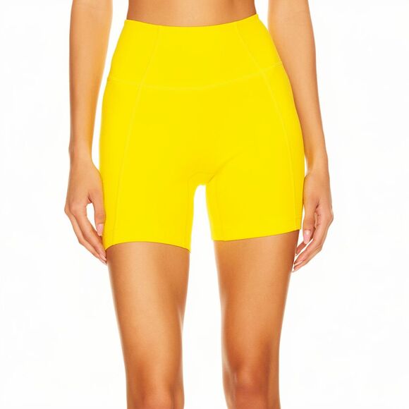 New Gigi C Mila Snakeskin High Waist Bike Shorts XL Bright Yellow - Picture 3 of 6